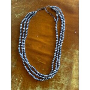 Vintage Native American 3 Strand 4mm Sterling Silver Bead  16" Necklace 44.9 g